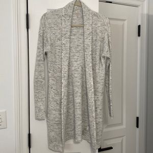 Calia long duster cardigan , XS, gray and white
